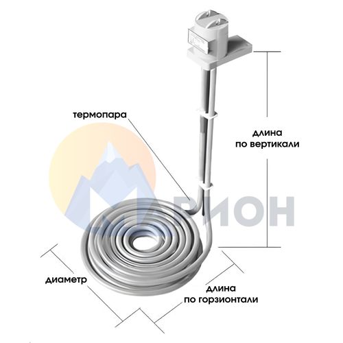 ТЭН фторопластовый, PTFE оболочка, модель HXFL, 5000Вт, 220В, 460мм, D 305мм