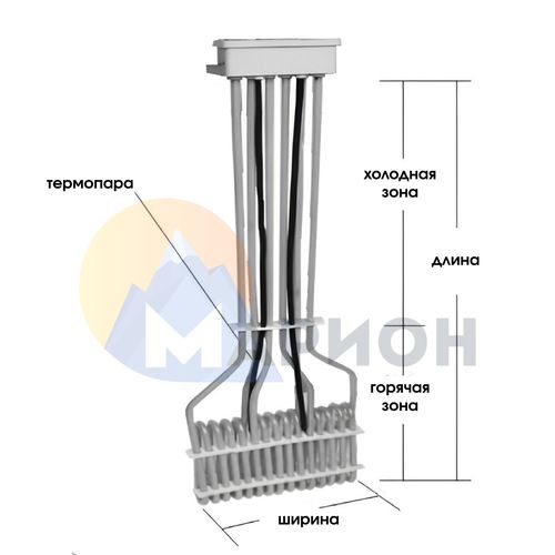 ТЭН фторопластовый, PTFE оболочка, модель 3HXO, 4500Вт, 220В, 430мм
