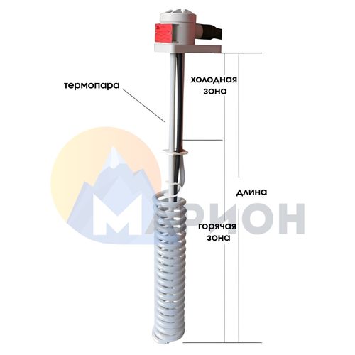 ТЭН фторопластовый, PTFE оболочка, модель HX, 3000Вт, 220В, 585мм
