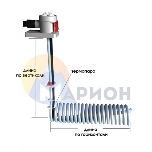 ТЭН фторопластовый, PTFE оболочка, модель HXL, 5000Вт, 220В