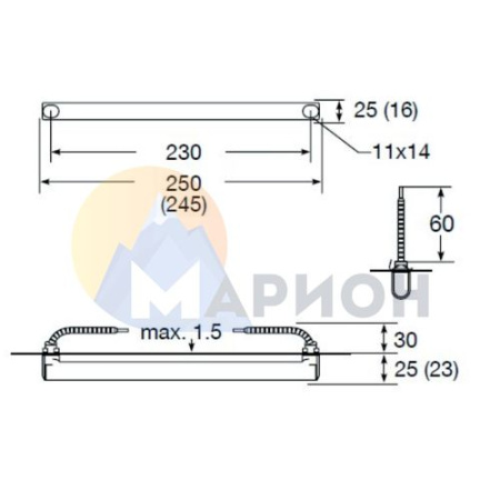 Керамический нагреватель 246*22.5(31), 600Вт, 230В (15-156-1) HTH